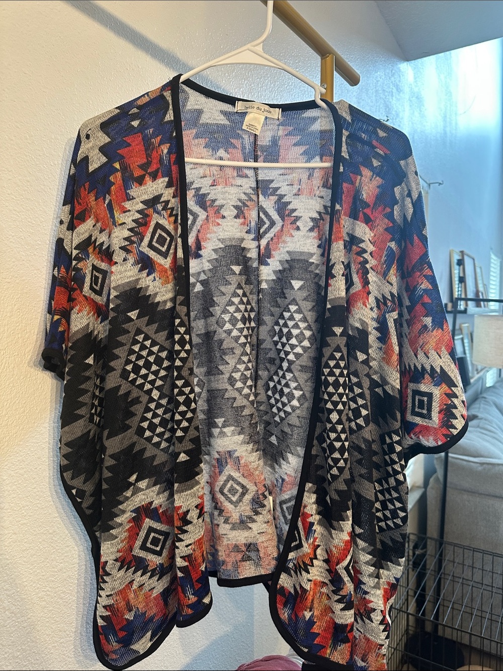Geometric Aztec Open Kimono Cardigan - Multicolor
